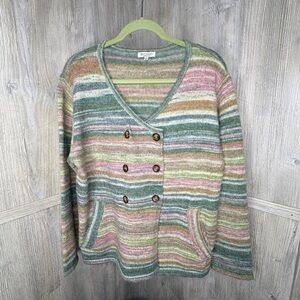 Braciano Multicolor Striped Wrap Cardigan Sweater